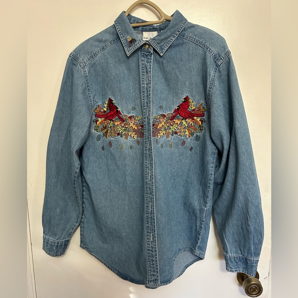 90s Embroidered Denim Shirt